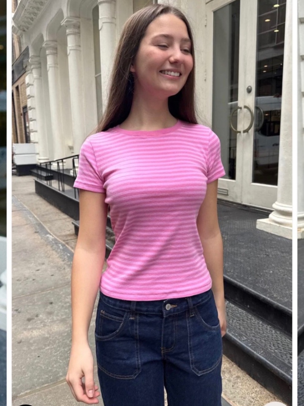 Brandy Melville Halie tee - blue and white stripped